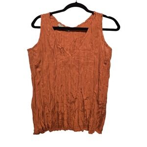 Go By Go Silk Crinkle Tank Top Womens XSM V-Neck Washable Silk Luxury Designer